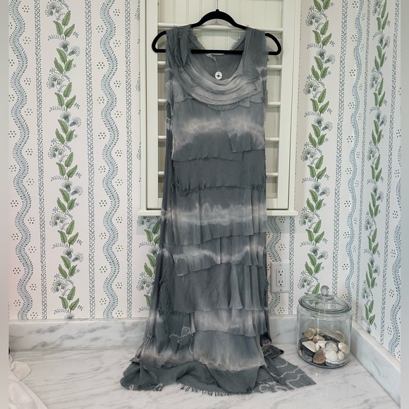Jacqueline B Italian Silk Long Layered Dress NWT Size Medium - Picture 1 of 1